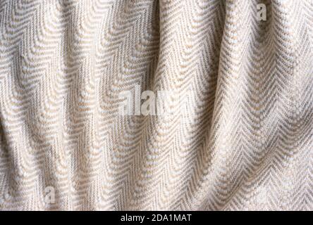 Nahaufnahme aus Stoff, reinem himalaya-Kaschmir, feinstem Pashmina, Weichheit und Eleganz Stockfoto