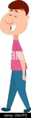 Junge in einem rosa Hemd, Illustration, Vektor auf weißem Hintergrund Stock Vektor