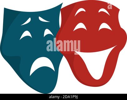 Theatermasken, Illustration, Vektor auf weißem Hintergrund Stock Vektor