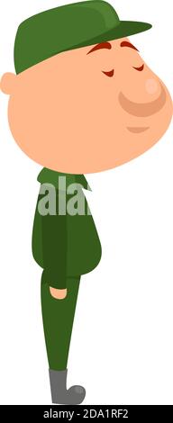 Schläfriger Soldat, Illustration, Vektor auf weißem Hintergrund Stock Vektor