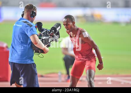 Mutaz Barshim (Katar). Hochsprung Goldmedaille. IAAF Leichtathletik WM, Doha 2019 Stockfoto