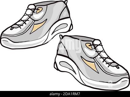 Graue Sneakers, Illustration, Vektor auf weißem Hintergrund Stock Vektor