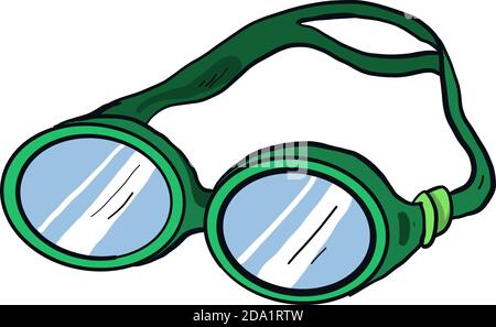 Grüne Googles, Illustration, Vektor auf weißem Hintergrund Stock Vektor