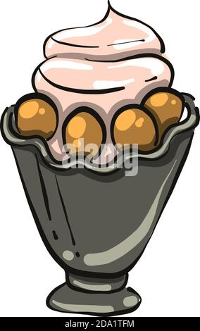 Eis in einer Schüssel, Illustration, Vektor auf weißem Hintergrund Stock Vektor