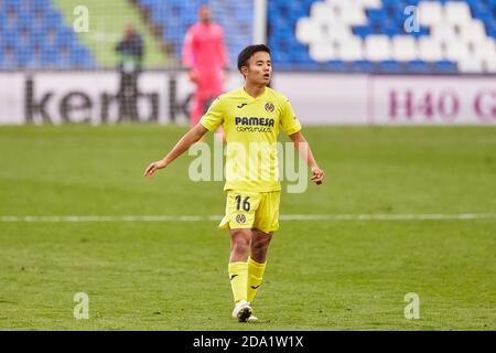 Getafe, Spanien. November 2020. Takefusa Kubo von Villarreal CF beim La Liga Spiel zwischen Getafe CF und Villarreal CF spielte am 8. November 2020 im Coliseum Alfonso Perez Stadion in Getafe, Spanien. (Foto von Ruben Albarran/PRESSINPHOTO) Credit: Pro Shots/Alamy Live News Stockfoto