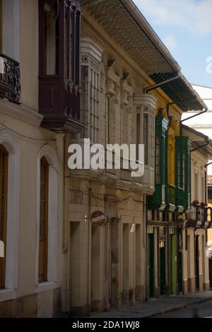 Die romantischen Straßen des Viertels La Candelaria in Bogota Stockfoto