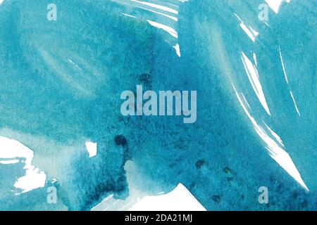 Hellblauer handgezeichneter Aquarellhintergrund. Stockfoto