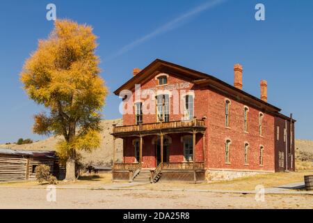 Außenansicht des Hotels Meade, Bannack, Montana, USA. Stockfoto