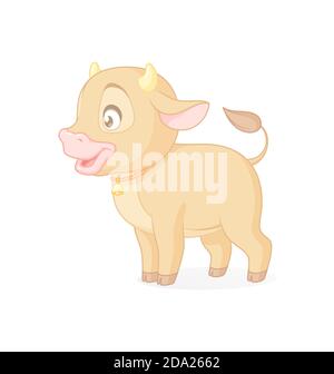 Niedliches Baby Stier stehen. Vektorgrafik auf weißem Hintergrund. Stock Vektor