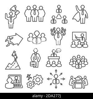 Personen Linie Symbole Vektor set isons für Teamwork-Management und Unternehmen Stock Vektor
