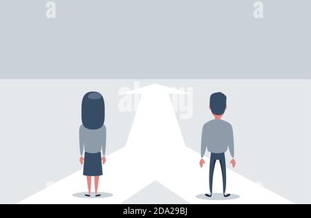 Familienwachstum Vektor-Konzept mit Mann und Frau zu Fuß nach oben Pfeil. Symbol für Erfolg, Beförderung, Karriereentwicklung. Stock Vektor