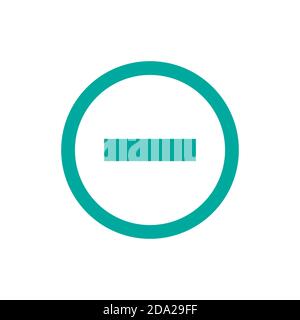 Blaues Minus im blauen Kreis. Flaches Vektorsymbol auf Weiß isoliert. Piktogramm hinzufügen oder hinzufügen. Navigationsschild. Gut für Web- und Mobile-Design. Stock Vektor