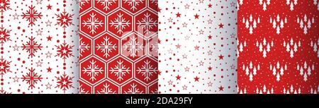 Weihnachtliche Geometrie nahtloses Muster. Backgrounds. Rot-weiße Vektorgrafik Stock Vektor