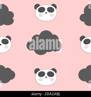 Kleine niedliche Panda nahtlose Muster für Karte und Shirt-Design. Vektorgrafik Stock Vektor