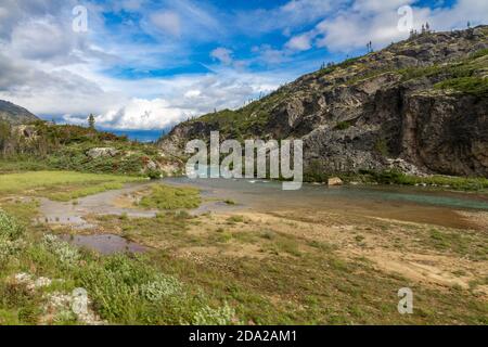 Tutschi River bei Fraser - British Columbia zwischen Alaska und Yukon, Kanada Stockfoto