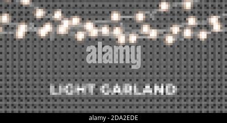 Weihnachtsbeleuchtung Girlande. Leuchtende realistische Saitenleuchten Stock Vektor