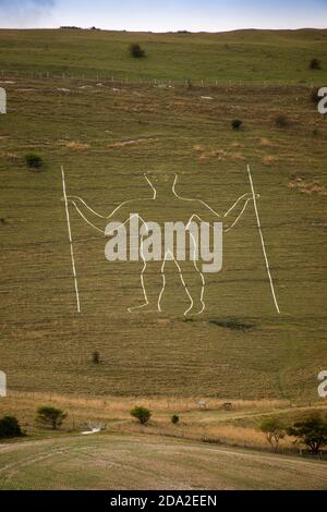 Großbritannien, England, East Sussex, Wilmington, alte Long-man-Figur am Hang Stockfoto