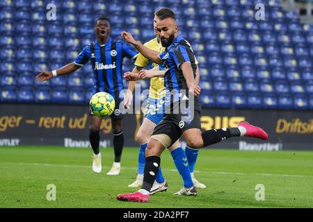 Brondby, Dänemark. November 2020. Issam Jebali (7) von Odense Boldklub während des 3F Superliga-Matches zwischen Broendby IF und Odense Boldklub im Brondby Stadium. (Foto: Gonzales Photo - Kent Rasmussen). Stockfoto