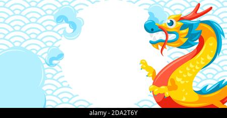 Karte mit chinesischen Drachen. Stock Vektor