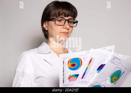 Dünner werdendes Hornhautdystrophie, Augen-Keratotopographie. Stockfoto