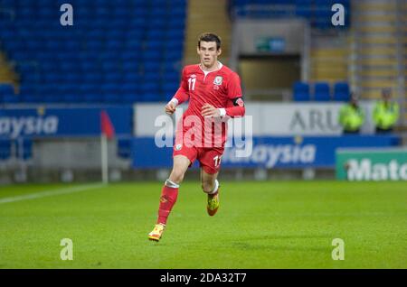 Gareth Bale während Wales V Norwegen Vauxhall Internationales Freundschaftsspiel in Cardiff City Stadium in Südwales. Nur zur redaktionellen Verwendung. Stockfoto