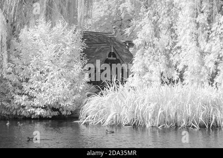 Maidenhead, Berkshire, UK., Sonntag, 09/08/2020, Infra Red, Raymill Island, General View, [Pflichtangabe: Peter Spurrier], Stockfoto