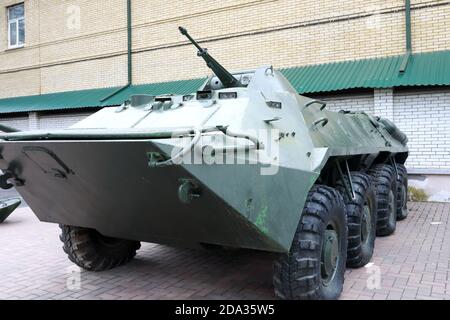 Ansicht des gepanzerten Personalträgers BTR-70, Kislowodsk, Russland Stockfoto