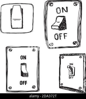 Illustration Vektor von Hand gezeichnete Doodles einzigen Wand Licht Schalter Stock Vektor