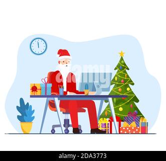 Santa Claus mit Laptop Stock Vektor