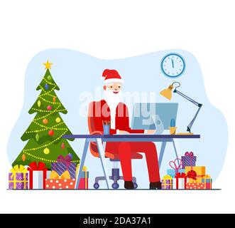Santa Claus mit Laptop Stock Vektor