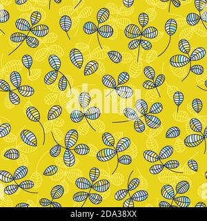 Blätter Hintergrund, Vektor floral Blätter nahtlose Muster. Retro-Farben - türkis, senfgelb Stock Vektor