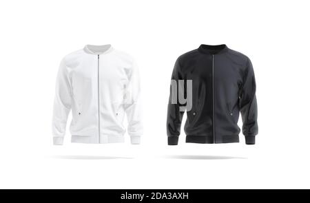 Blank schwarz und weiß Bomberjacke Nachbau, Vorderansicht Stockfoto