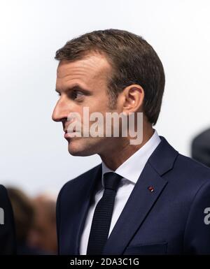 BRÜSSEL, BELGIEN - 12. Jul 2018: Der französische Präsident Emmanuel Macron beim NATO-Militärbündnis-Gipfel in Brüssel Stockfoto