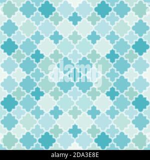 Abstraktes Türkismuster. Nahtloser Vektor-Hintergrund mit Quatrefoil Gitterformen. Stock Vektor