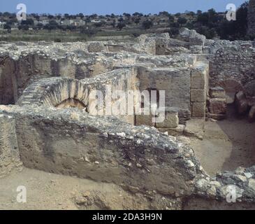 RUINAS DE LA VILLA ROMANA DE MUNTS - SIGLO I. ORT: VILLA DE MUNTS. Altafulla. TARRAGONA. SPANIEN. Stockfoto