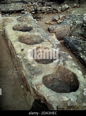 RUINAS DE LA VILLA ROMANA DE MUNTS - SIGLO I. ORT: VILLA DE MUNTS. Altafulla. TARRAGONA. SPANIEN. Stockfoto