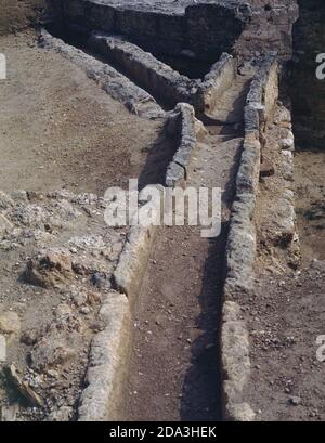 RUINAS DE LA VILLA ROMANA DE MUNTS - SIGLO I. ORT: VILLA DE MUNTS. Altafulla. TARRAGONA. SPANIEN. Stockfoto