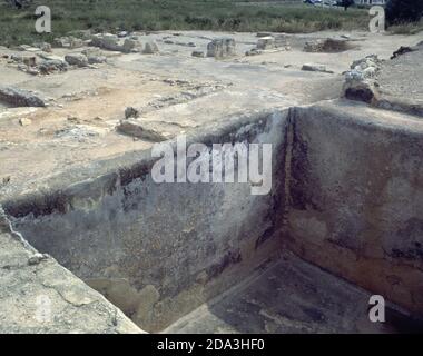 RUINAS DE LA VILLA ROMANA DE MUNTS - SIGLO I. ORT: VILLA DE MUNTS. Altafulla. TARRAGONA. SPANIEN. Stockfoto