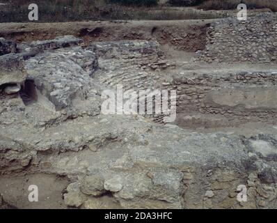 RUINAS DE LA VILLA ROMANA DE MUNTS - SIGLO I. ORT: VILLA DE MUNTS. Altafulla. TARRAGONA. SPANIEN. Stockfoto