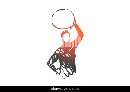 Muslimische Frau kämpft für Redefreiheit Konzeptskizze. Von Hand gezeichneter isolierter Vektor Stock Vektor