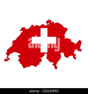 Schweiz Karte auf weißem Hintergrund mit Clipping Pfad Stockfoto