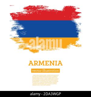 Armenien Flagge mit Pinselstrichen. Vektorgrafik. Unabhängigkeitstag. Stock Vektor