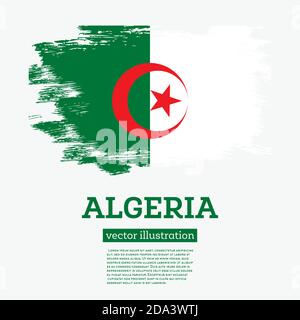 Algerien Flagge mit Pinselstrichen. Vektorgrafik. Unabhängigkeitstag. Stock Vektor