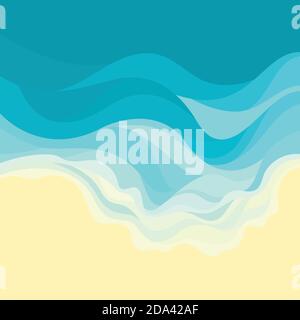 Schöner Sandstrand mit Welle. Draufsicht Stock Vektor