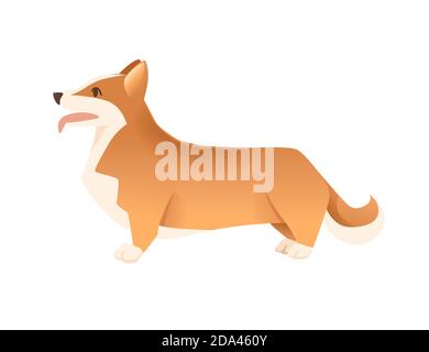 Niedlichen Haushund Pembroke Welsh Corgi Cartoon Tier Design flach vektorgrafik Stock Vektor