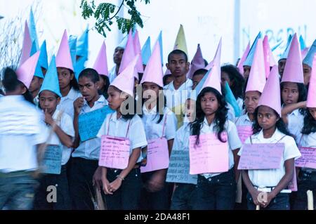 Die Schüler besuchten Orientierungszeiten in der Schule, Dili Timor Leste Stockfoto