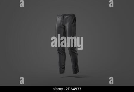 Blank schwarze Sporthose Mockup, dunkler Hintergrund Stockfoto