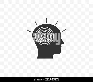 Kopf, Labyrinth, Strategie-Symbol auf transparentem Hintergrund. Vektorgrafik. Stock Vektor