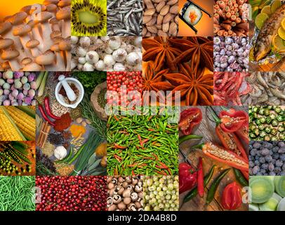 Auswahl an Kochzutaten Stockfoto