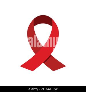 Aid Red Awareness Ribbon Abzeichen isoliert auf weißem Hintergrund. Stock Vektor